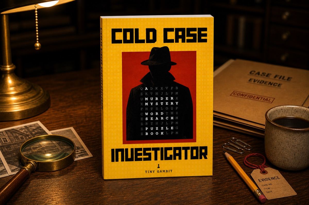 The Cold Case Investigator paperback on a detective's desk